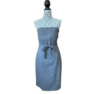 Mango Strapless Wool Blend Mini Herringbone Print Dress Gray Size 6‎